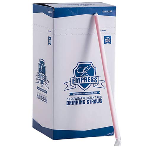 E162013R Empress Giant Straw Paper Wrapped 10.25" Red, Boxed 4/300 cs