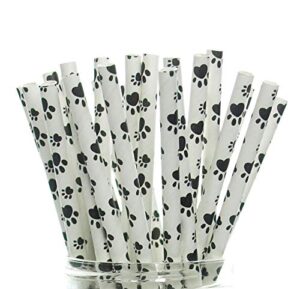 dog party straws (50 pack) - paw print birthday party supplies