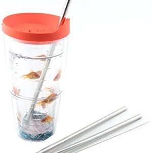 2 Stainless Steel Straws Compatible With Tervis Tumbler 24 oz Travel Insulated Clear Drinking Cup Lid CocoStraw Brand