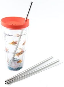 2 stainless steel straws compatible with tervis tumbler 24 oz travel insulated clear drinking cup lid cocostraw brand