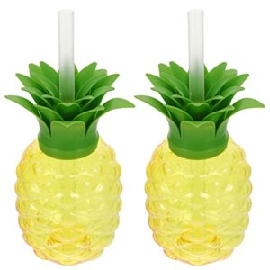 4pcs pineapple cup beach cup upside down pineapple hawaiian cups summer party cups tropical cups with straws pineapple juice cup water cup water cups modeling plastic drinks child
