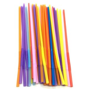 jdyyicz colorful extra long flexible bendy party disposabl drinking straws, 100 pieces