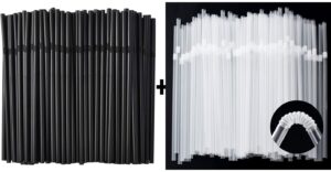 alink 500 black flexible straws + 500 clear flexible straws