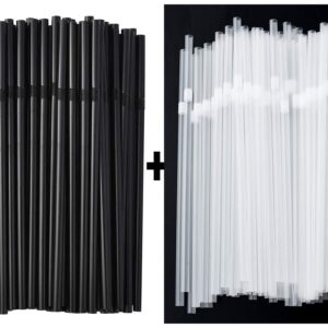 ALINK 500 Black Flexible Straws + 500 Clear Flexible Straws