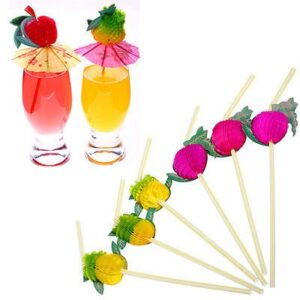 new 50pcs hawaiian theme 3d fruit summer party colorful cocktail drink straw funny fba