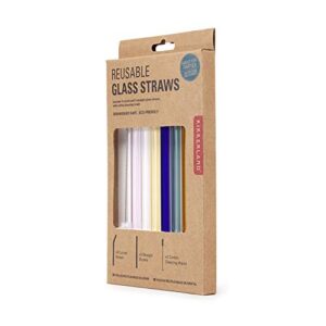 Kikkerland Reusable Glass Straws, 6 Assorted Colors (CU279)