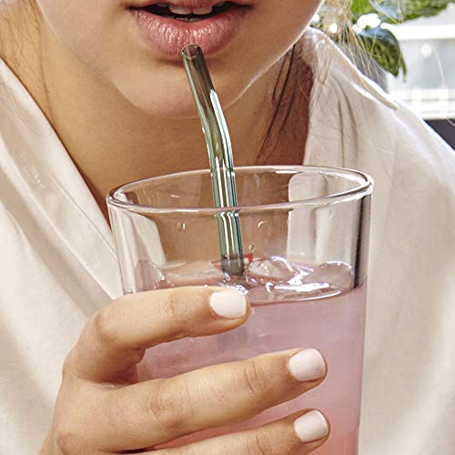 Kikkerland Reusable Glass Straws, 6 Assorted Colors (CU279)