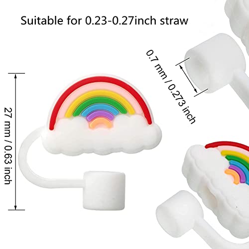 16 Pieces Silicone Straw Tips Cover Reusable Drinking Straw Tips Lids Dust-proof Straw Plugs Portable Straw Caps for 6-8 mm Straws (Cute Style)