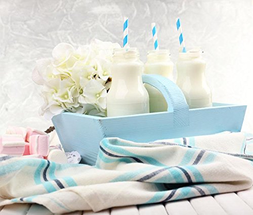 Outside the Box Papers Light Blue and Silver Stripe and Chevron Paper Straws 7.75 Inches 100 Pack Light Blue, Silver, White