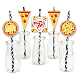big dot of happiness pizza party time - paper straw decor - baby shower or birthday party striped decorative straws - set of 24