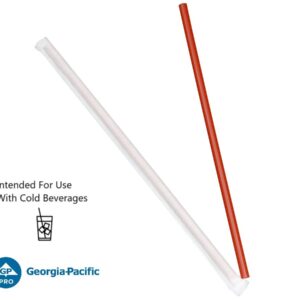 Dixie 10.25" Wrapped Polypropylene Plastic Giant Straw by GP PRO (Georgia-Pacific), Red, GW104, 1,200 Count (300 Straws Per Box, 4 Boxes Per Case)