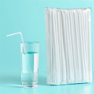 typutomi 100pcs clear plastic straws individually wrapped disposable bendy straw flexible drinking straws for juice, milk, tea, cocktails, parties, daily use(8.3 inch)