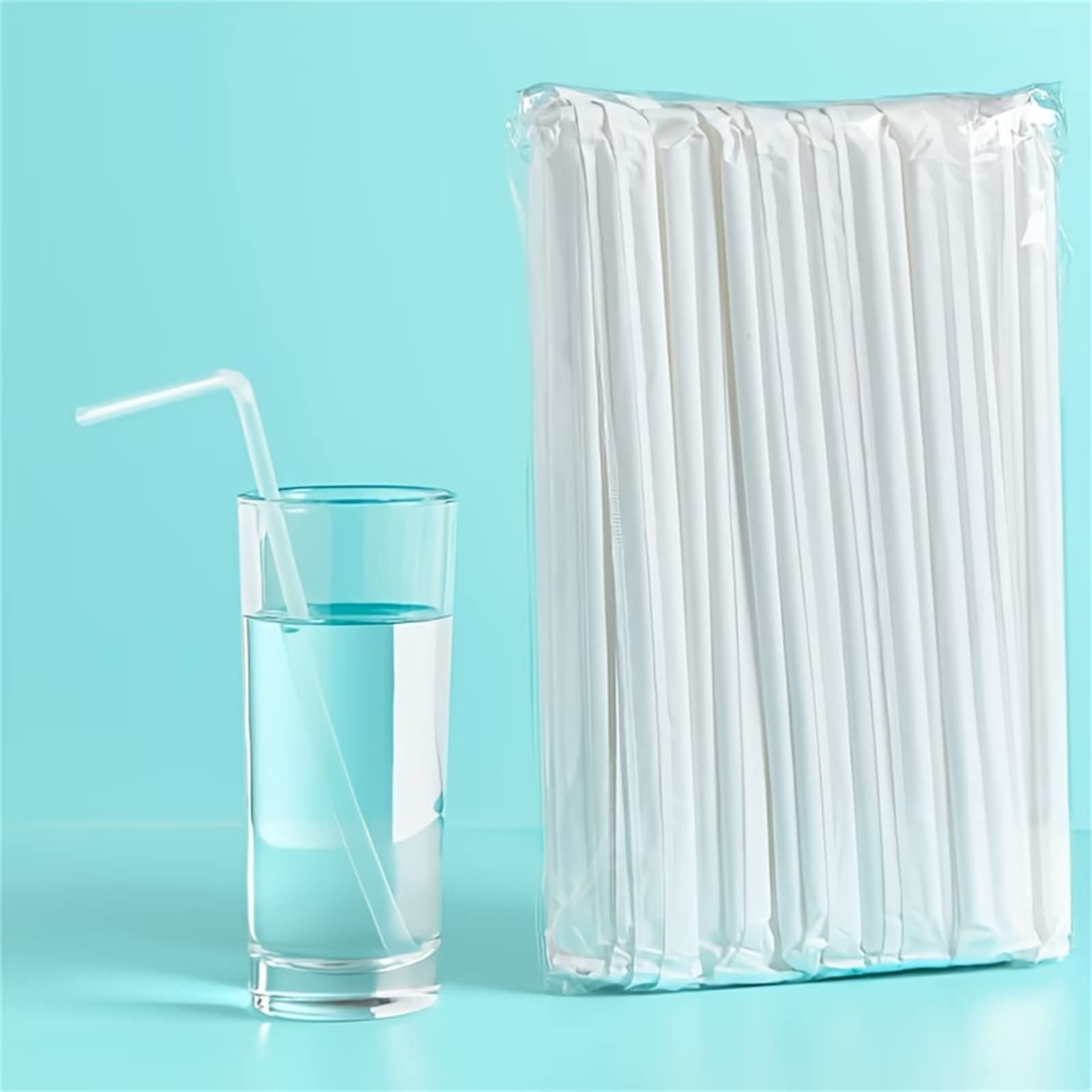 Typutomi 100pcs Clear Plastic Straws Individually Wrapped Disposable Bendy Straw Flexible Drinking Straws for Juice, Milk, Tea, Cocktails, Parties, Daily use(8.3 Inch)