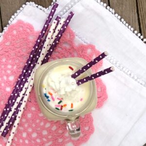 Purple and White Paper Straws - Polka Dot - 7.75 Inches - 50 Pack