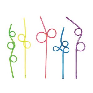 fun express 12 pieces fun loop straw assortment, bpa free plastic, reusable for party supplies, multi-color