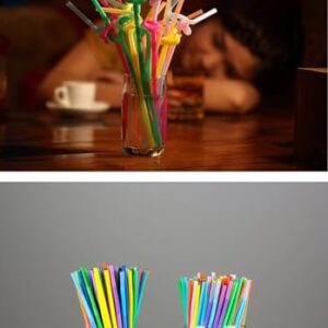 400 Count 10.2 Inch Colorful Flexible Plastic Drinking Straws,Bendable Long Thick Disposable Artical Straws,for Party,for Use with Any Jumbo Cup or Water Bottle,BAP Free,Diameter 0.24 inch