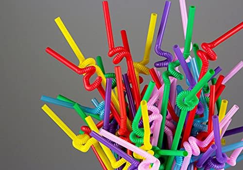 400 Count 10.2 Inch Colorful Flexible Plastic Drinking Straws,Bendable Long Thick Disposable Artical Straws,for Party,for Use with Any Jumbo Cup or Water Bottle,BAP Free,Diameter 0.24 inch