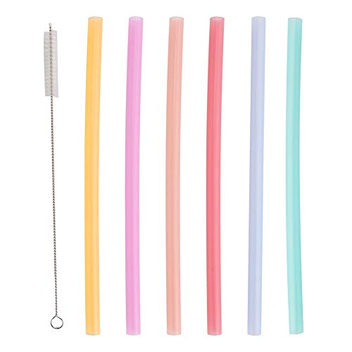 Straws, Silicone Straws Reusable 6pcs Silicone Portable for Home Cofee Shope for Travel Camping