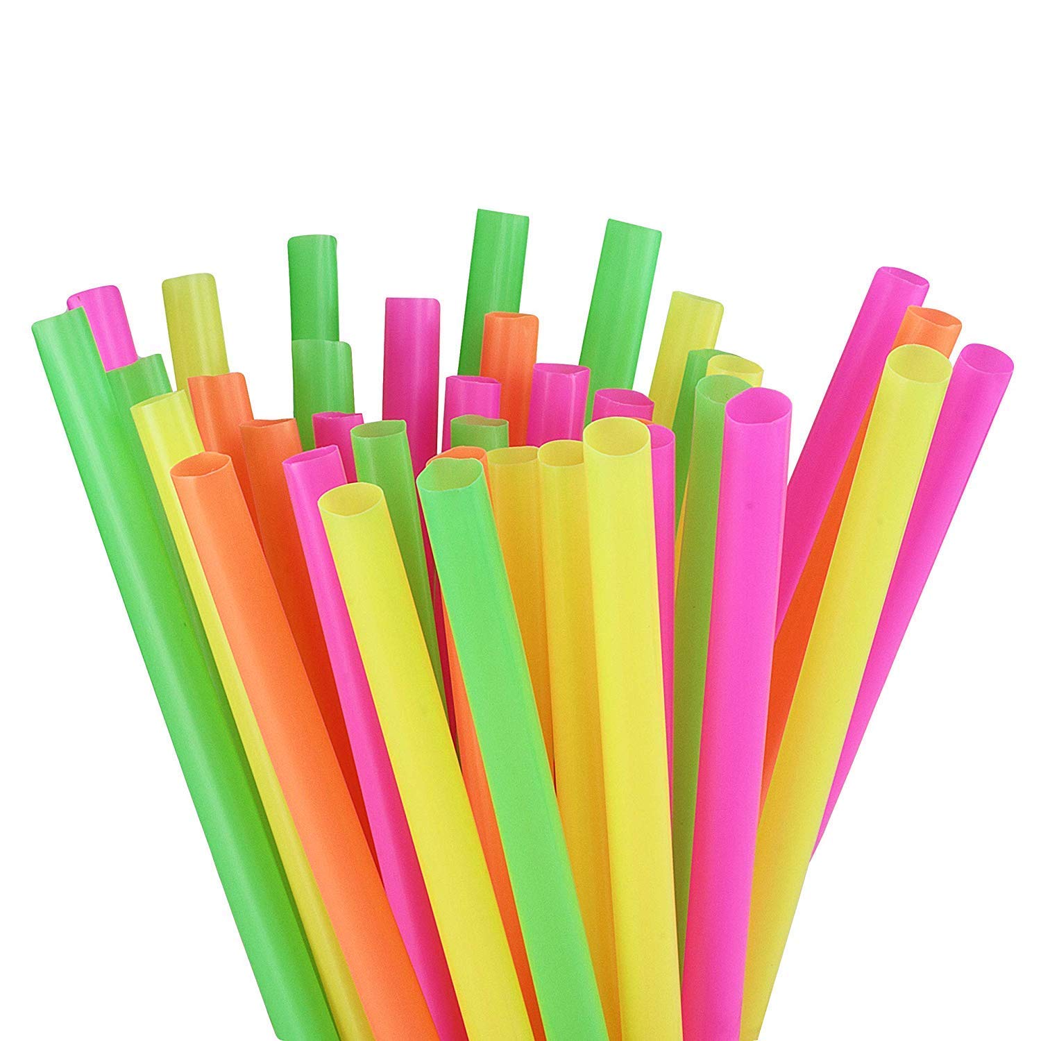 S & L Straw Company - Bulk Pack of Colored Plastic Drinking Straws - Disposable Kid Friendly, Colorful Party Fun Straws (Neon Mixed, 250)…