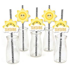big dot of happiness you are my sunshine paper straw decor - baby shower or birthday party striped decorative straws - set of 24