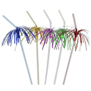 toyvian 100pcs party fireworks straws creative drinking straws plastic assorted straws supplies decoration (random color)