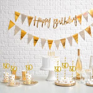 Labakita 50th Birthday Party Straw Decor - 50th Birthday Paper Straw Decor - 50th Birthday Striped Decorative Straws - Set of 24