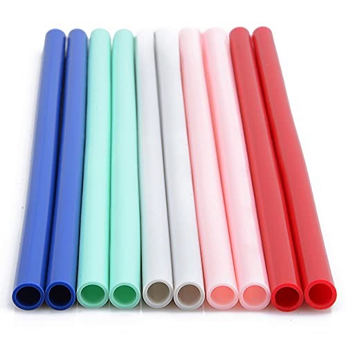 MY ACCBOX 10PCS Reusable Silicone Straws, Collapsible Flexible Portable Silicone Drinking Straw for Smoothie Coffee Juice Hot Chocolate, for 20oz Tumblers (Pure Multicolor, 8.7 inches)