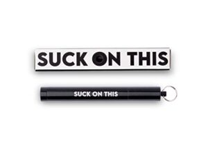 "suck on this" reusable metal straws, a sarcastic and eco-friendly gag gift (black)