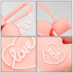 Straw Plugs Cover 3Pcs Silicone Straws Tips Covers Heart Wings Drinking Straw Tips Lids Plug Cold Straws Cap without Straw for Anti- Outdoor Decor (Assorted Color) Silicone Straw Plug