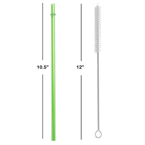 10.5 Inch, Set of 6 Smoke Replacement Acrylic Straws and 1 Nylon Straw Cleaning Brush for 16oz, 20oz, 24oz Tumblers. (Smoke, 10.5)