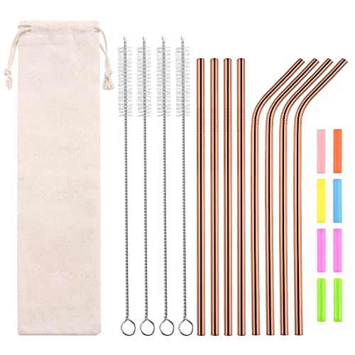 SENYI 8 stainless steel metal straws, colorful beverage straws, reusable straws, suitable for 20-ounce cups. 8.5x0.27x0.27, Stainless Steel,Colorful