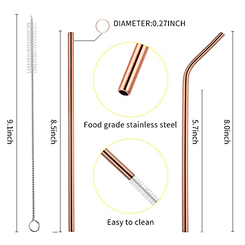 SENYI 8 stainless steel metal straws, colorful beverage straws, reusable straws, suitable for 20-ounce cups. 8.5x0.27x0.27, Stainless Steel,Colorful