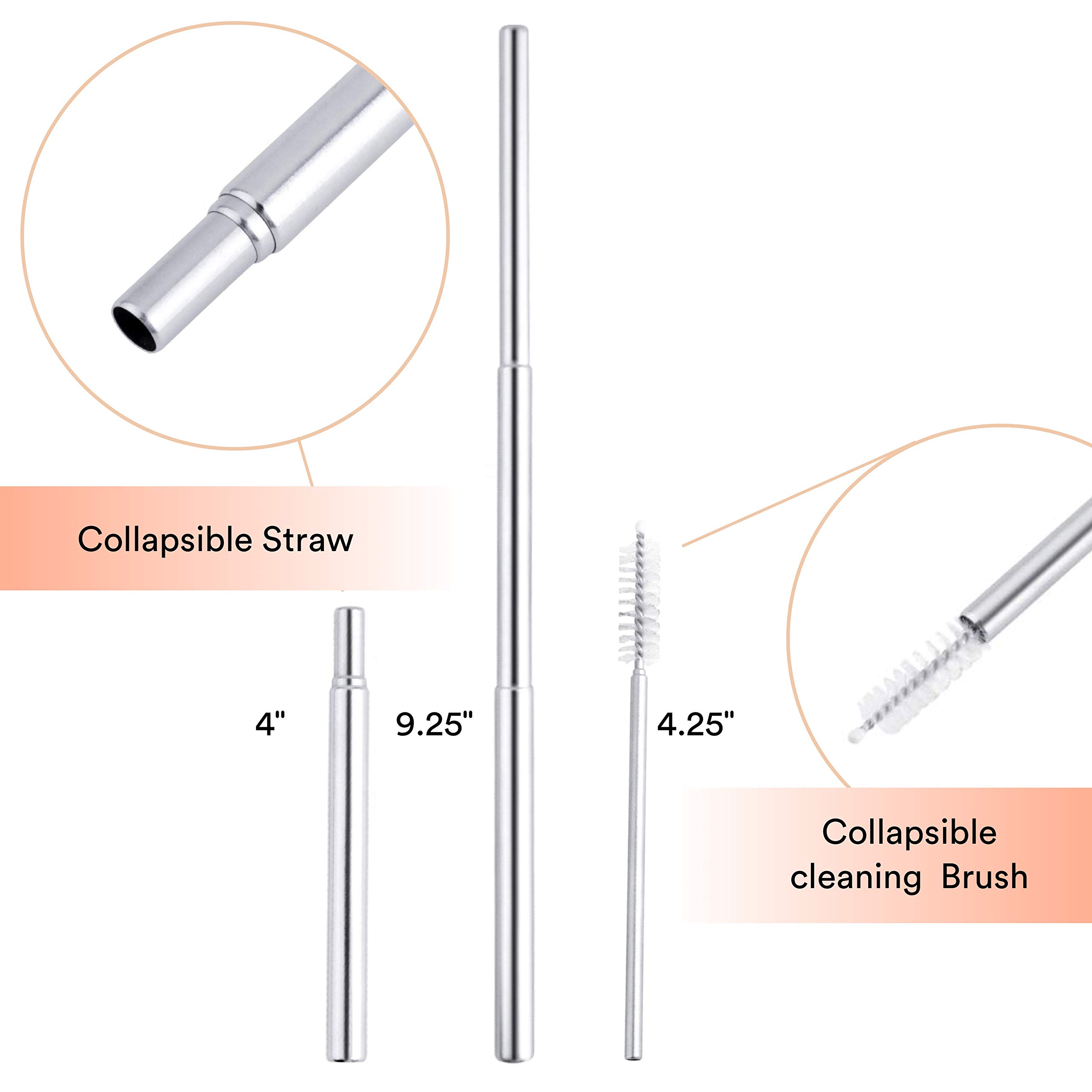 2PACK Eco-Pals | Straws Drinking Reusable Folding Straw | Stainless Steel Straw | Dishwasher Safe (Charcoal + Seafoam)