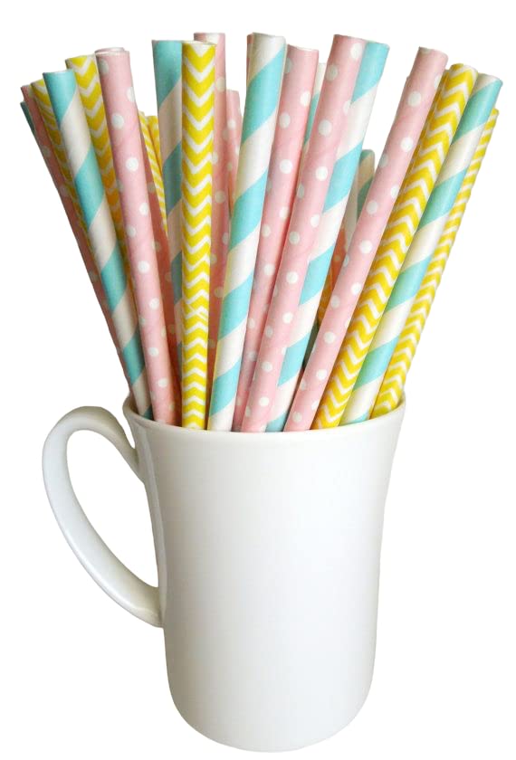 Easter Party Straws (25 Pack) - Pastel Spring Garden Baby shower Party Decorations and Supplies, Easter Party Favors