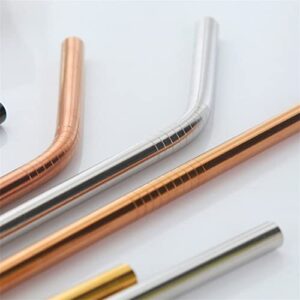 InfantLY Bright 3Pcs Multicolor Stainless Steel Metal Drinking Straw Reusable Straws + 1 Cleaner Brush Kit