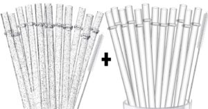 alink 13 in long clear straws + 12 clear glitter straws