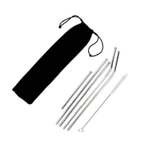 the finest pack of 5 reusable stainless steel straws with case, bpa free metal straws for drinking cold coffee, beverages and smoothies