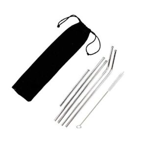 The Finest Pack of 5 Reusable Stainless Steel Straws with Case, BPA Free Metal Straws for Drinking cold Coffee, Beverages and Smoothies