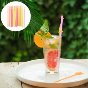 SHERCHPRY 150pcs Disposable Spoon Straws, Snow Cone Spoon Straws, Plastic Straws For Slushy Cup for Milkshakes Shaved Ice ( Mixed Color )