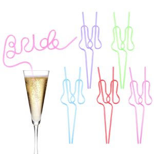 bride straw - bachelorette party supplies 11 pcs diamond ring colorful straws, bridal shower favors supplies party decorations bride to be gift