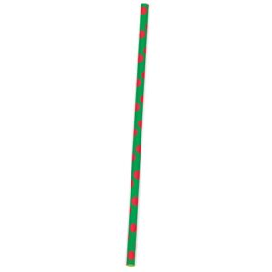 Red & Green Polka Dot Christmas Paper Straws, 10ct