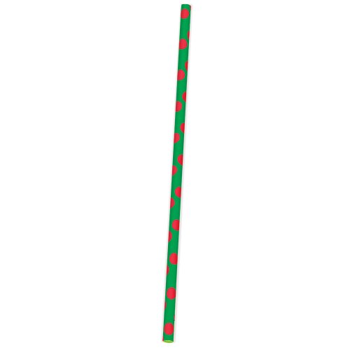 Red & Green Polka Dot Christmas Paper Straws, 10ct