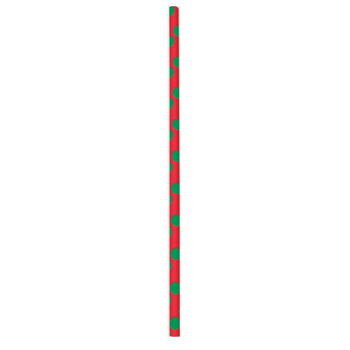 Red & Green Polka Dot Christmas Paper Straws, 10ct