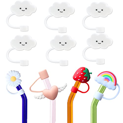 10 Pcs Silicone Straw Cover Cap, Reusable Drinking Straw Caps Lids Dust-Proof, Cloud Shape Straw Protector for 6-8 mm Cute Straw Plugs Trave Home Outdoor (Multi)