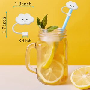 10 Pcs Silicone Straw Cover Cap, Reusable Drinking Straw Caps Lids Dust-Proof, Cloud Shape Straw Protector for 6-8 mm Cute Straw Plugs Trave Home Outdoor (Multi)