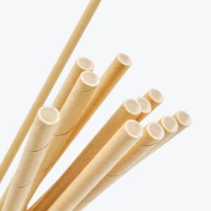 Individually Wrapped 8" Diameter No-Sog Straws|Heavy Duty,100% Biodegradable,Plastic Free|Made of Plant-Based Sugarcane|Compostable Straws|Pack of 100