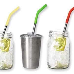 Krumbs Kitchen 4 Pack Reusable Stainless Steel Straws with Silicone Tips W/Cleaning Brush