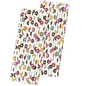 doughnut themed paper straws - donut colors pink blue yellow - 50 pack