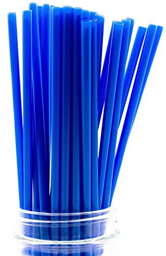 Made in USA Pack of 250 Unwrapped BPA-Free Plastic Slim Drinking Straws (Blue - 10" X 0.21")