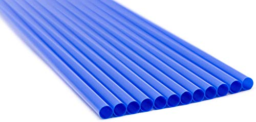 Made in USA Pack of 250 Unwrapped BPA-Free Plastic Slim Drinking Straws (Blue - 10" X 0.21")